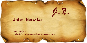 Jahn Neszta névjegykártya
